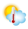 Weather Icons with sun cloud and thermometer vector image