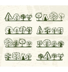 Sketch of trees on shelves for your design vector image