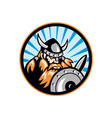 Viking Raider Barbarian Warrior Retro vector image
