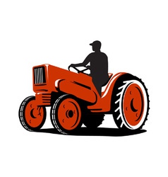 Farmer Driving Vintage Tractor Retro Farmer Driving Vintage Tractor Retro vector image