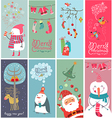 Christmas banners with funny characters vector image