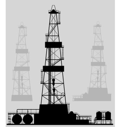 Oil rigs silhouette Detailed vector image