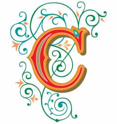 Floral letter c vector image