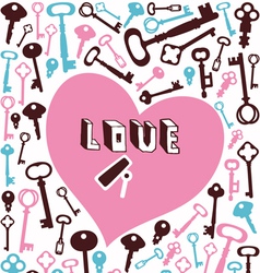Key lock heart background vector image