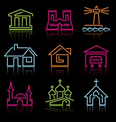 Line architectural icons vector image