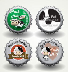 Bottle caps of fresh milk vector image