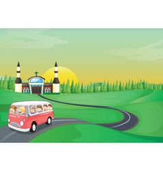 A bus and kids vector image