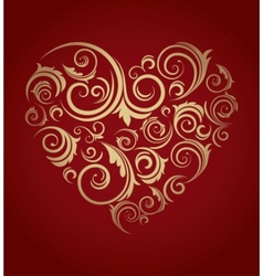 Retro red patterned heart vector image