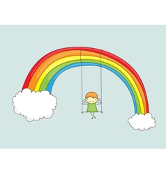 Swinging on rainbow vector image