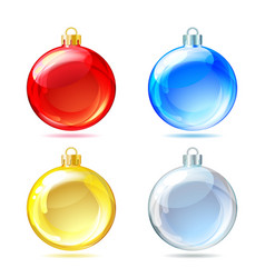 Set of Glossy Christmas balls on white background vector image