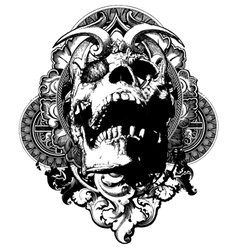 Wicked skull shield illustration vector image
