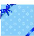 Blue ribbon on winter background vector image