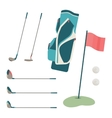 Golf club and ball in grass vector image