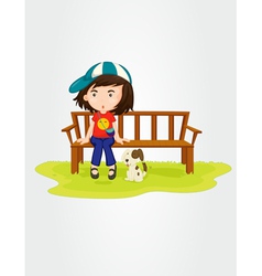 Girl sitting with dog vector image