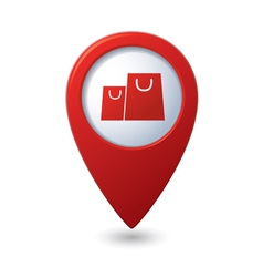 Map pointer with shopping bags icon vector image