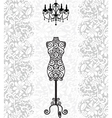 Mannequin and chandelier on lace background vector image