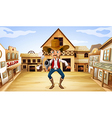 An armed man near the saloon vector image