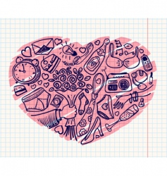 Valentines doodles vector image