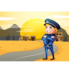 A police at the street in the middle of the night vector image