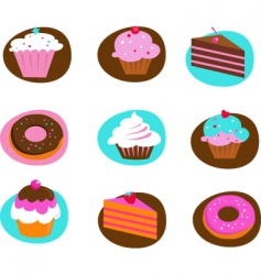 Food and kitchen icons cakes vector image