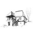 Rural house sketch vector image