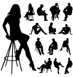Sitting people vector image