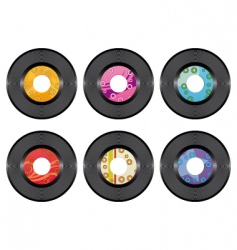 Vintage vinyl record set isolated vector image