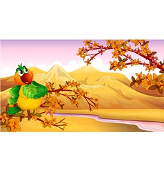 A mountain view with a bird vector image