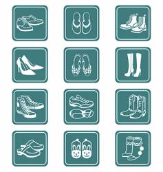 Footwear icons teal series vector image