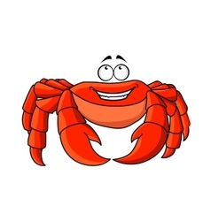 Friendly cartoon red crab with large pincers vector image
