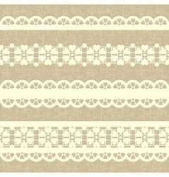 Vintage straight lace on linen canvas background vector image