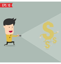 Businessman use flashlight find money vector image
