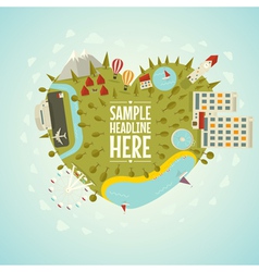 Resort planet in shape of heart vector image