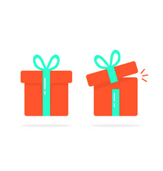 Red closed and open gift boxes Red closed and open gift boxes vector image