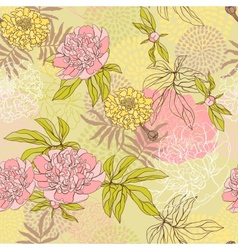 Seamless pattern with flowers Hand drawn vector image