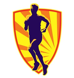 Marathon runner shield vector image