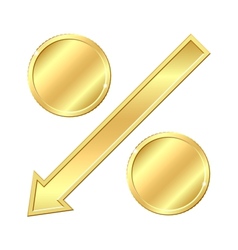 Percentage sign with gold coins vector image