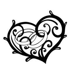 Heart rings wedding vector image
