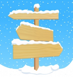 Wooden sign with snow effect vector image