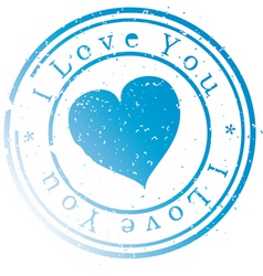 Stamp -i love you- blue vector image
