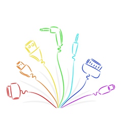 Seven cable plugs vector image