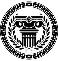 Hellenic column and laurel wreath vector image