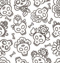 Catrinas hand drawn pattern vector image