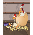 Hen and Cock the big egg Cartoon vector image