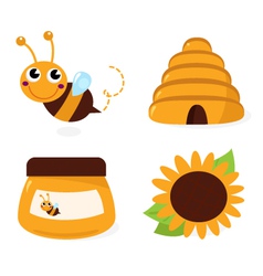 Bee and honey icons set isolated on white vector image