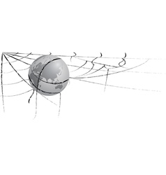 Earth entangled in spiderweb vector image