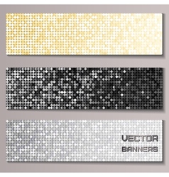 Set of banners with shiny metallic paillettes vector image