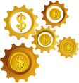 Golden dollar cogwheels vector image