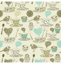Vintage Tea time Pattern vector image