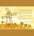 Wheat field and mill Wheat field and mill vector image